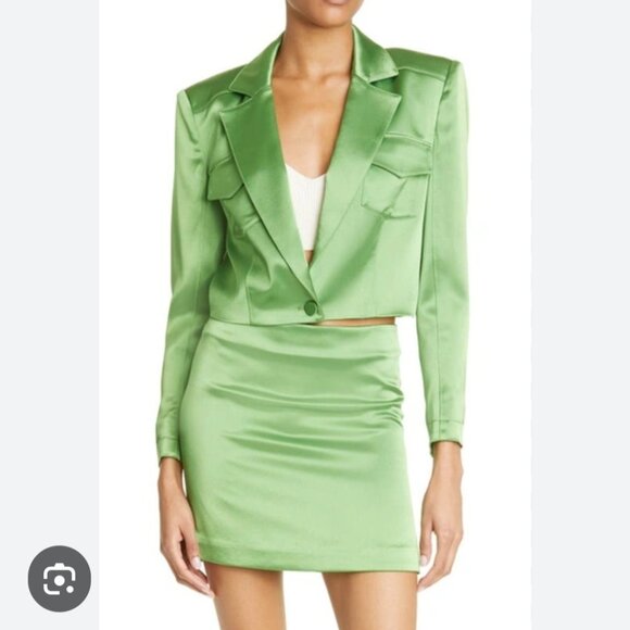 Cinc a sept Ida Cropped Satin Blazer 0 $450 - Picture 4 of 9
